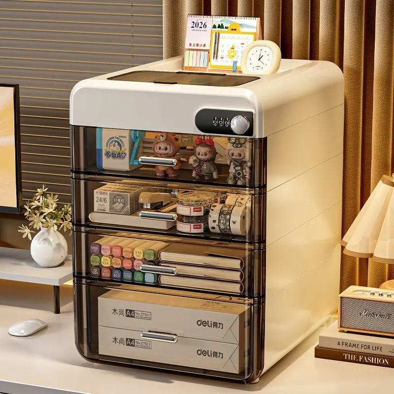 Password Storage Box Drawer Office Desktop Privacy A4 File Storage Cabinet Valuables with Lock Storage Box – image 3