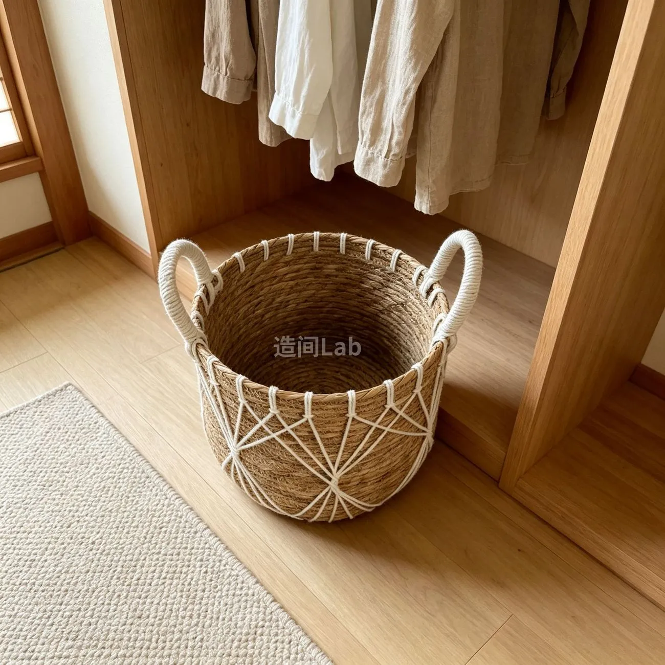 Medieval lace hand woven storage basket with handle High quality woven storage basket Clothing finishing basket – image 11
