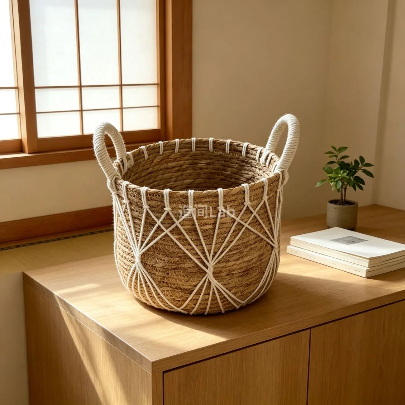Medieval lace hand woven storage basket with handle High quality woven storage basket Clothing finishing basket – image 5