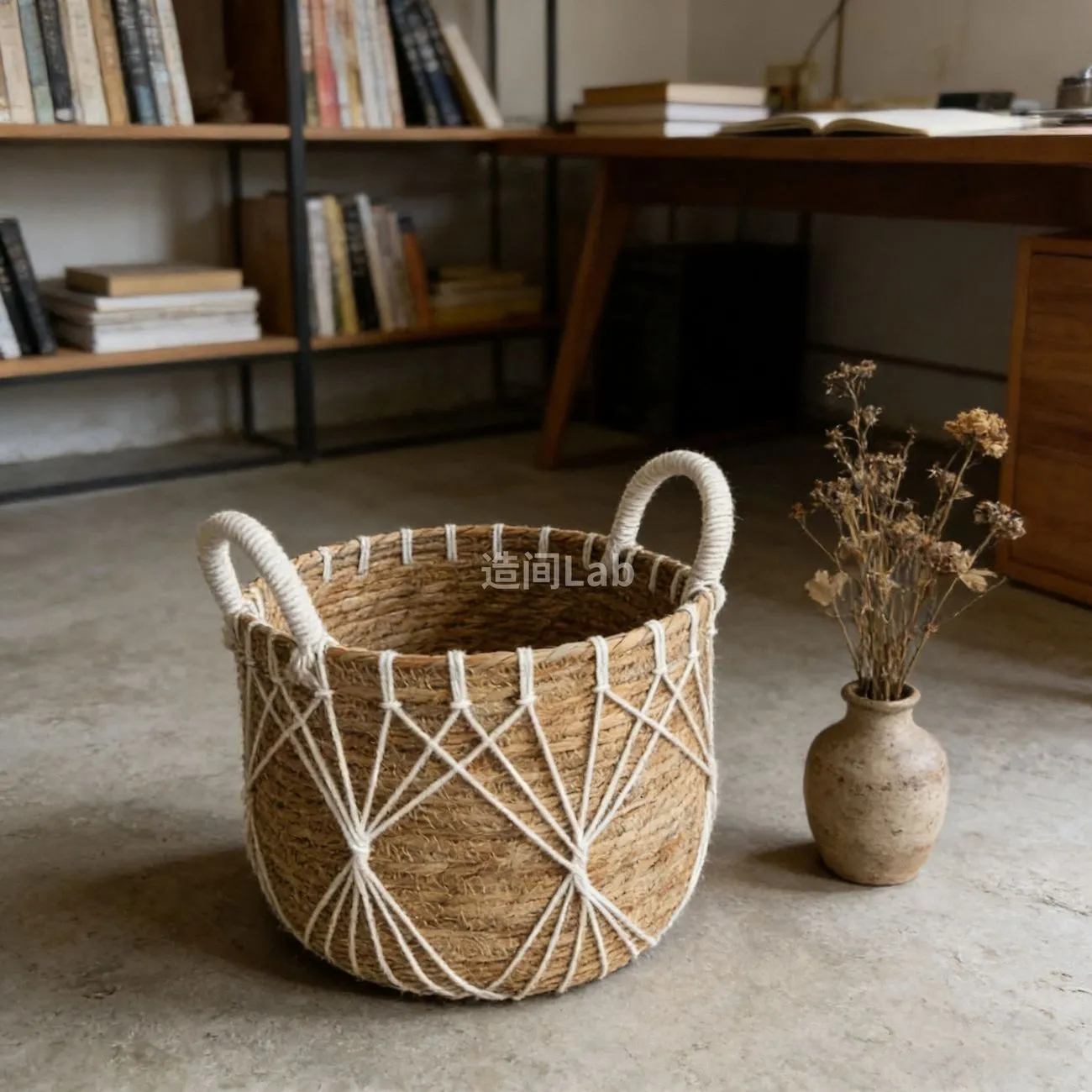 Medieval lace hand woven storage basket with handle High quality woven storage basket Clothing finishing basket – image 10