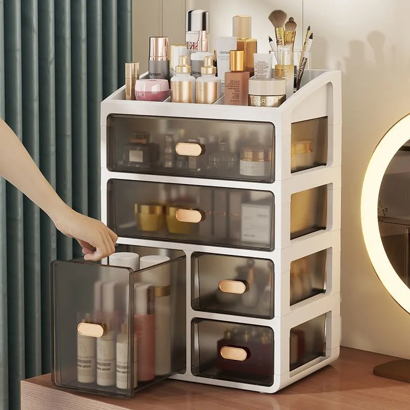 Large Capacity Tabletop Cosmetic Organizer Dresser Multilayer Organizer Dustproof Drawer Skincare Shelf – image 12