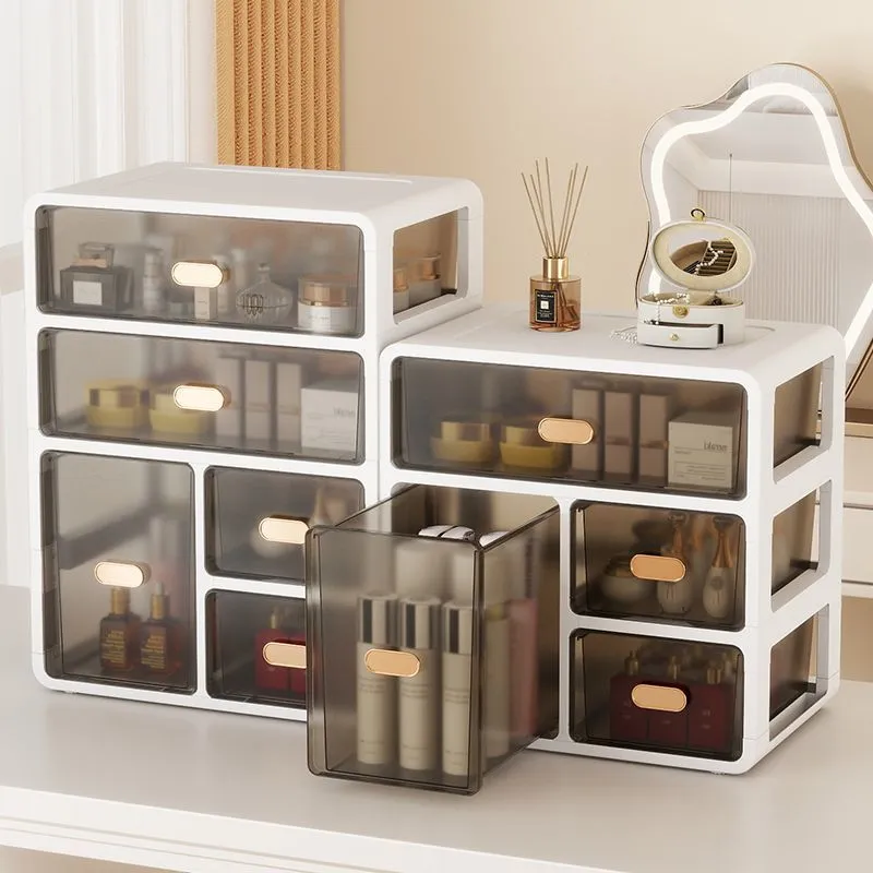 Large Capacity Tabletop Cosmetic Organizer Dresser Multilayer Organizer Dustproof Drawer Skincare Shelf – image 5