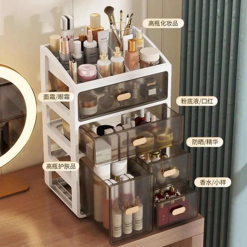 Large Capacity Tabletop Cosmetic Organizer Dresser Multilayer Organizer Dustproof Drawer Skincare Shelf – image 7