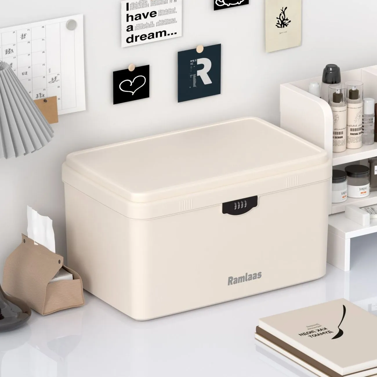 Document storage box Large capacity password storage box Valuables storage box File storage box Locked lock box – image 4