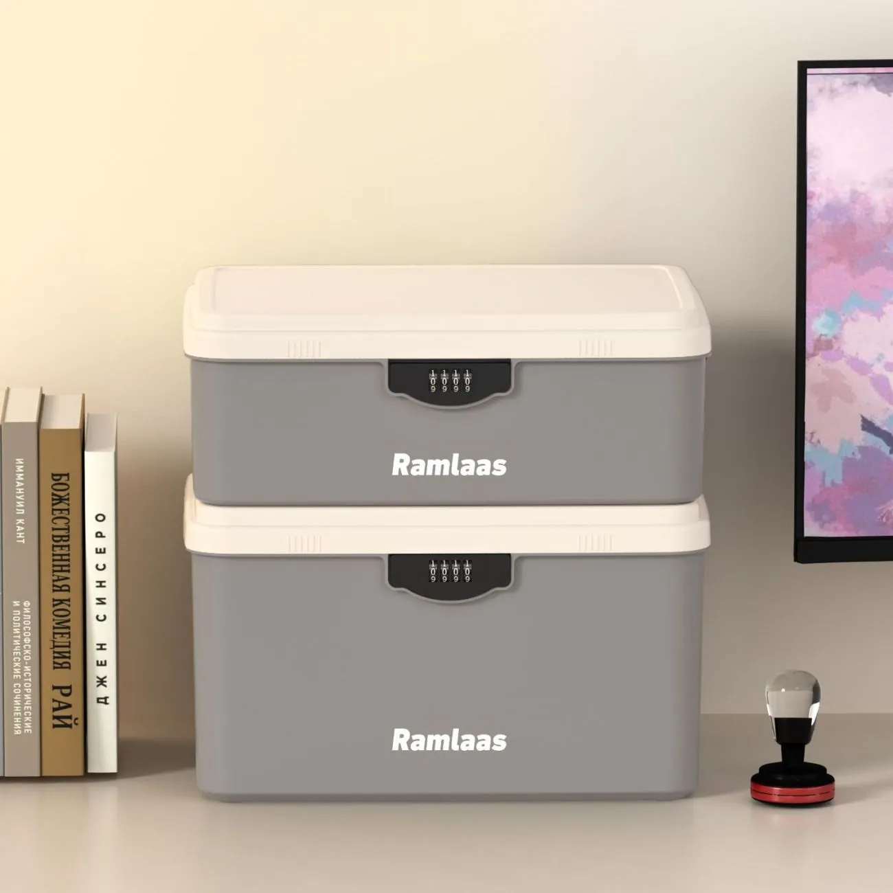 Document storage box Large capacity password storage box Valuables storage box File storage box Locked lock box – image 9
