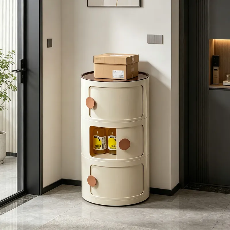 New cloakroom storage cabinet ins style round key baby storage box three layers shelf storage cabinet – image 3