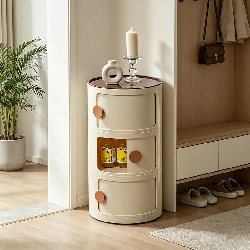 New cloakroom storage cabinet ins style round key baby storage box three layers shelf storage cabinet – image 4
