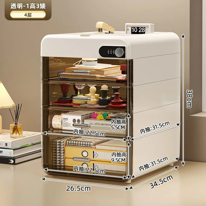 Password Storage Box Desktop Drawer with Locker Storage Cabinet Valuables ID Storage Box Privacy A4 File Box – image 2