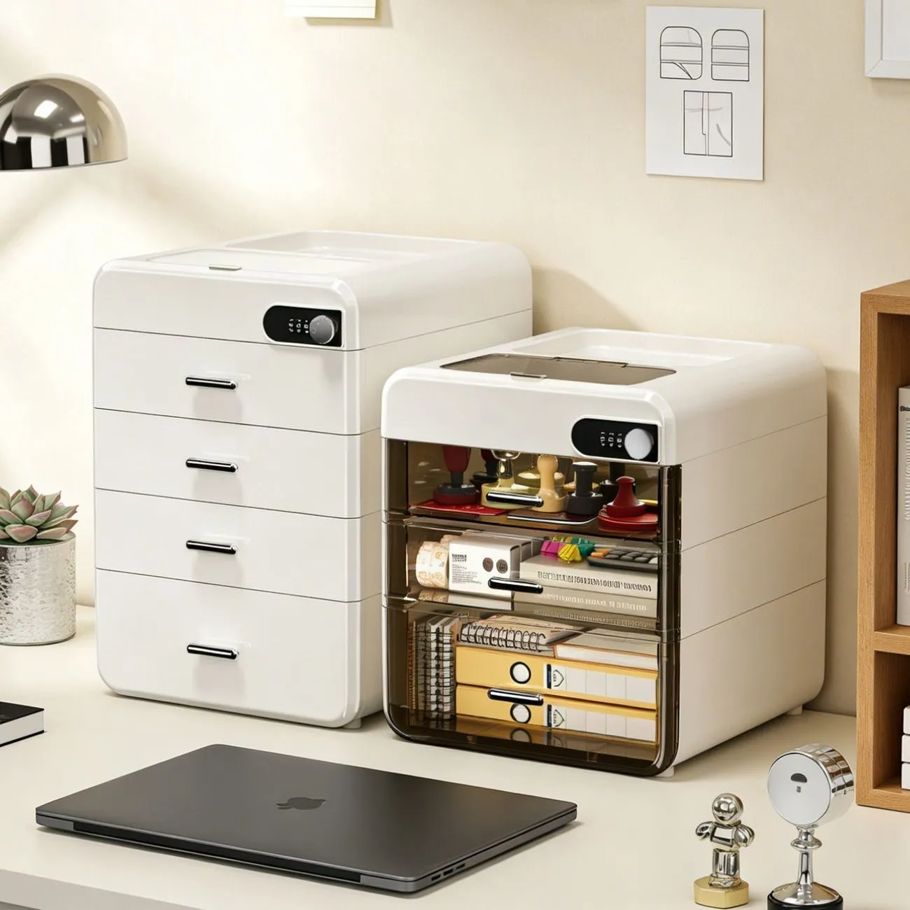 Password Storage Box Desktop Drawer with Locker Storage Cabinet Valuables ID Storage Box Privacy A4 File Box – image 11