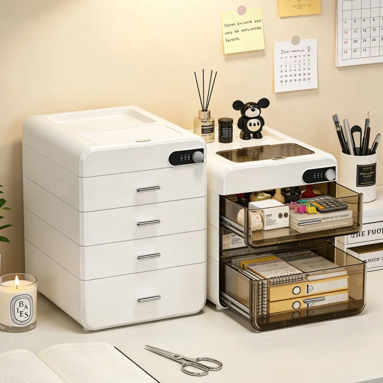 Password Storage Box Desktop Drawer with Locker Storage Cabinet Valuables ID Storage Box Privacy A4 File Box – image 3