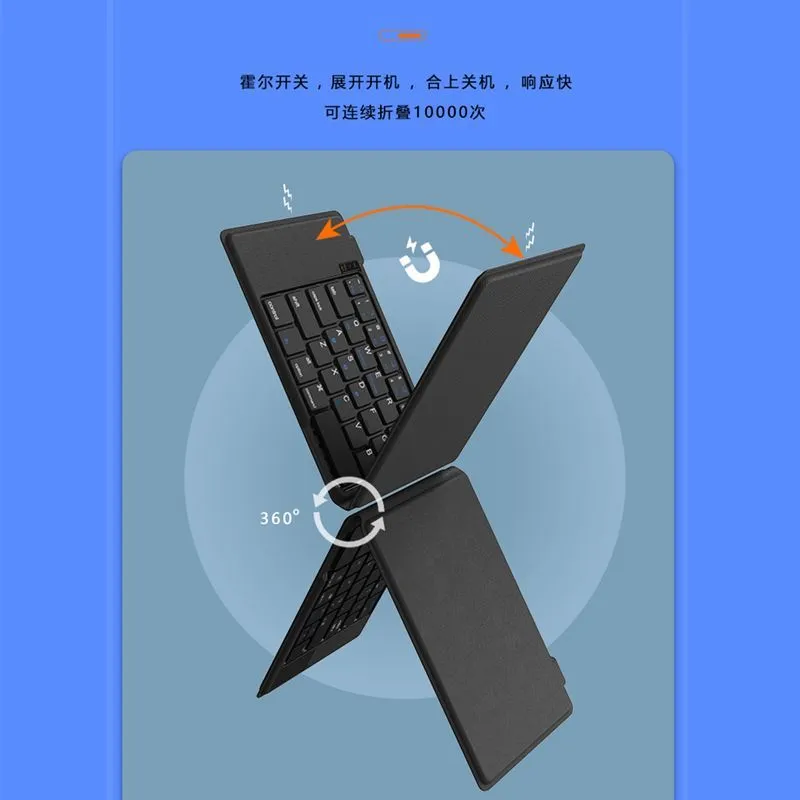 Three-mode wireless Bluetooth touchpad folding keyboard portable mobile phone tablet ipad general office silent – image 9