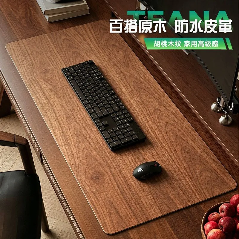 Vintage Wooden Desk Pad Mouse Pad Extra Large Desk Desk Pad Leather Computer Waterproof Oilproof Office Pad – image 5