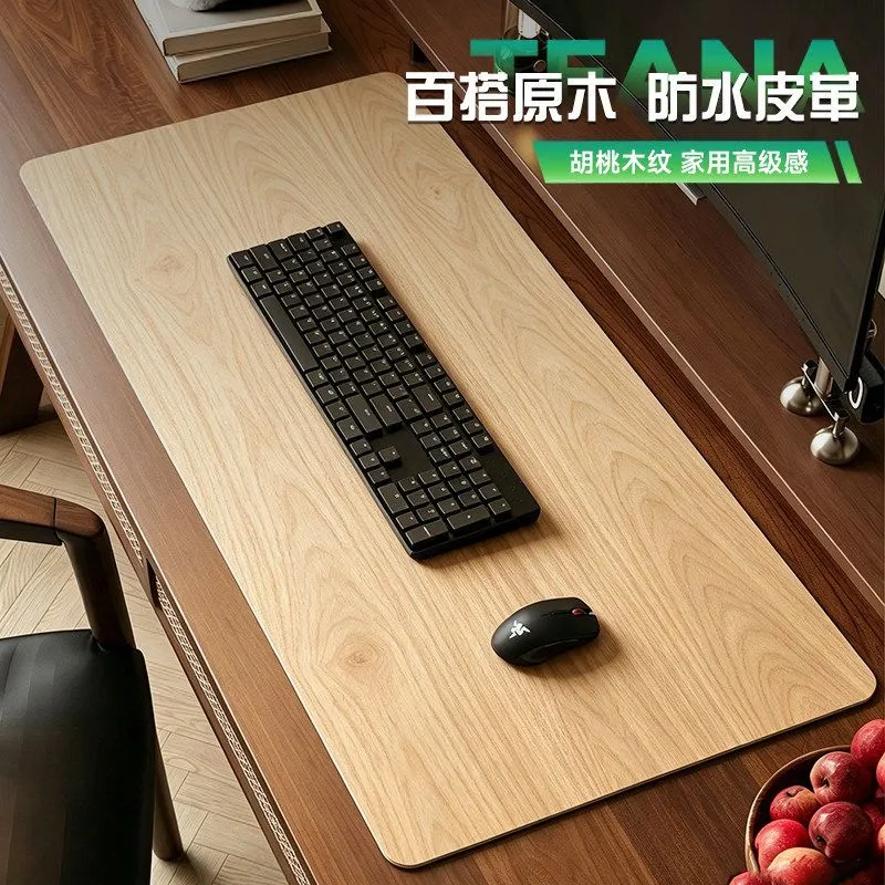Vintage Wooden Desk Pad Mouse Pad Extra Large Desk Desk Pad Leather Computer Waterproof Oilproof Office Pad – image 6