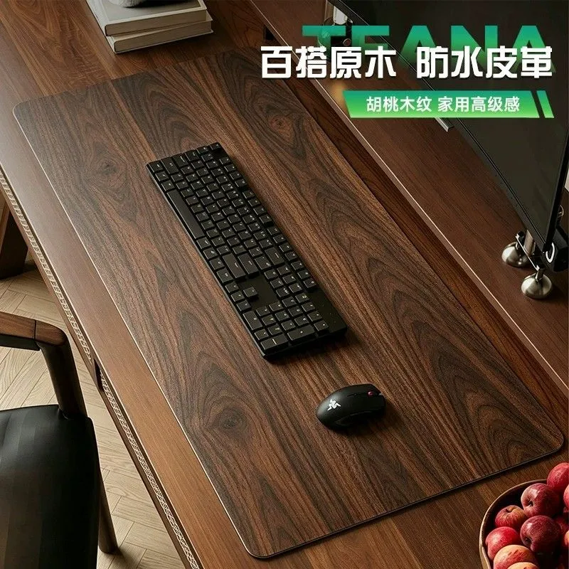 Vintage Wooden Desk Pad Mouse Pad Extra Large Desk Desk Pad Leather Computer Waterproof Oilproof Office Pad – image 8
