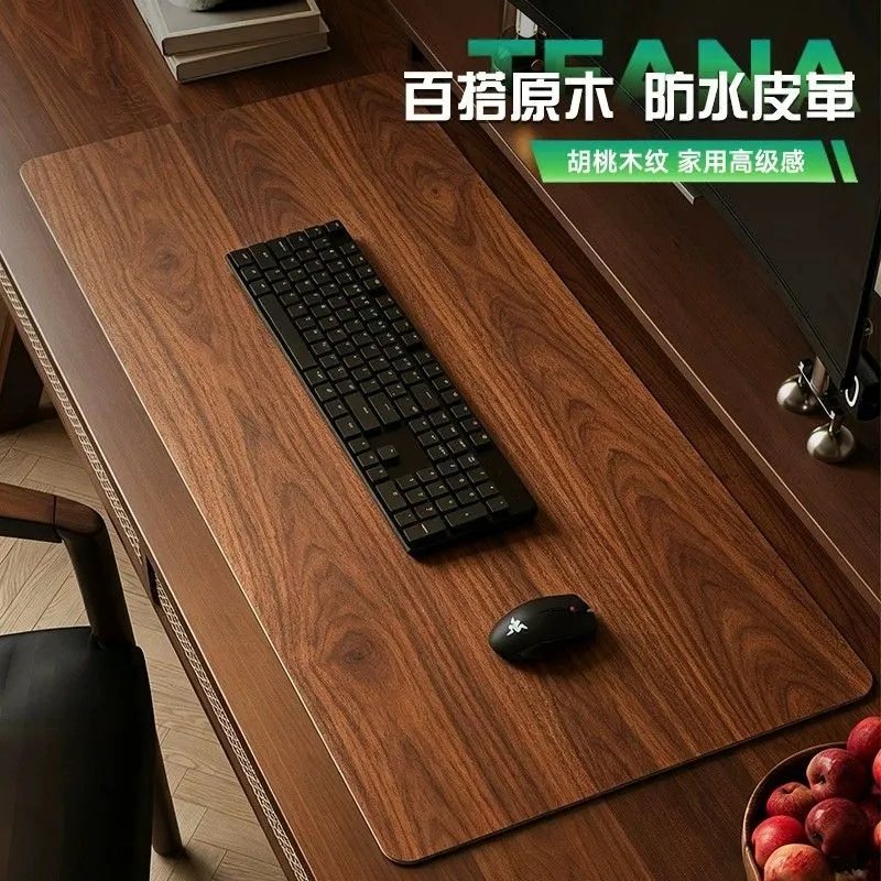 Vintage Wooden Desk Pad Mouse Pad Extra Large Desk Desk Pad Leather Computer Waterproof Oilproof Office Pad – image 9