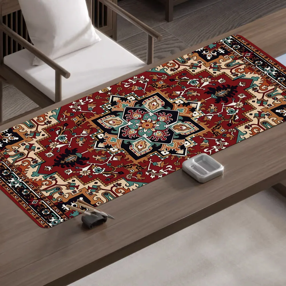 Chinese Folk Extra Large Mouse Pad Xinjiang Ethnic Traditional Pattern Ironproof Desk Pad Computer Keyboard Pad – image 5