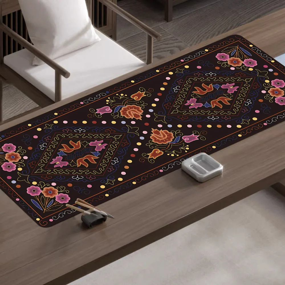 Chinese Folk Extra Large Mouse Pad Xinjiang Ethnic Traditional Pattern Ironproof Desk Pad Computer Keyboard Pad – image 8